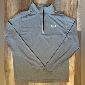 Under Armour Women’s 1/4 Quarter Zip Jacket Pullover Grey Black Striped M Medium